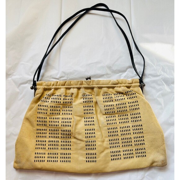 MIU MIU Prada 1999 Vintage Y2K Beige Leather Shoulder Bag w/Kiss Lock Closure - Picture 2 of 12